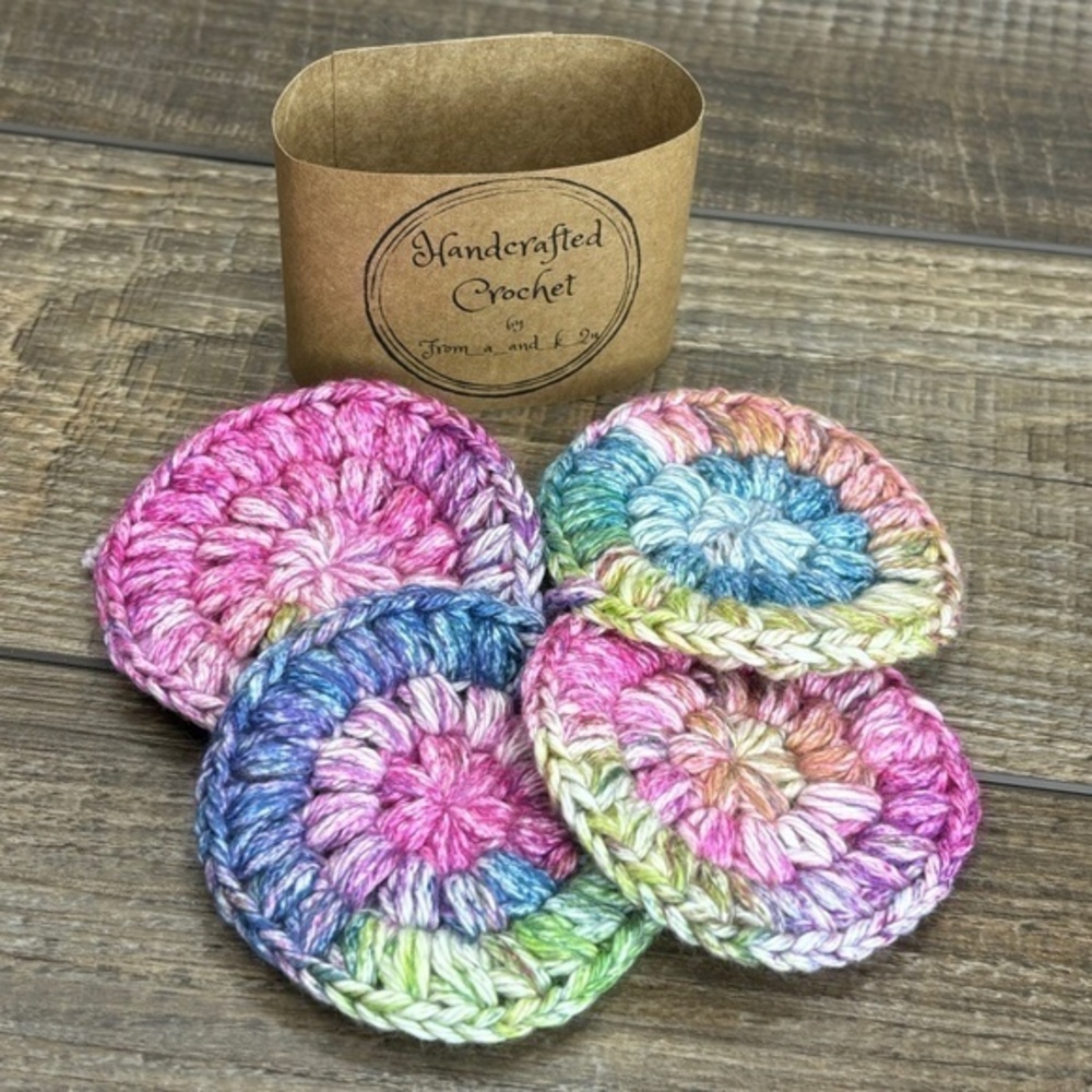 Handcrafted Crochet Face Round Makeup Remover Scrubbies Set Cotton Yarn